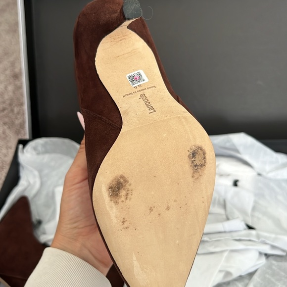 Larroude Women’s Kate Kid Suede Brown Pointed Tow High Heel Boots 9.5 - Picture 6 of 12